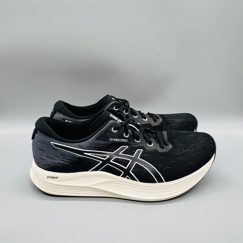 ASICS Shoes Womens 11 Black White EvoRide Speed Road Running Athletic Sneakers